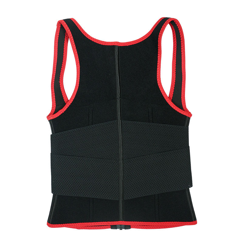 UJB Red Elastic Single Bands Vest With Zipper MHW100076R