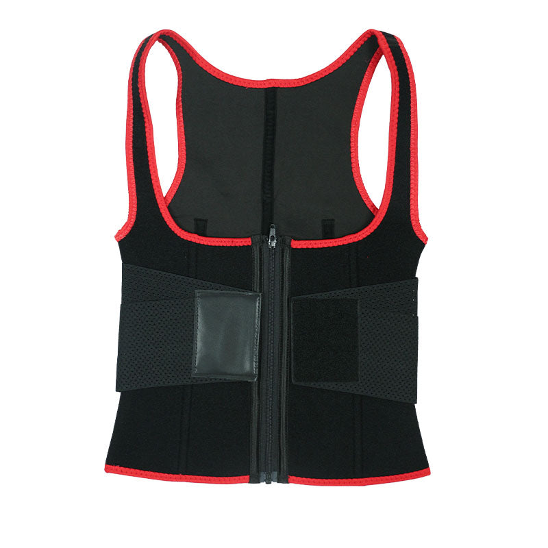 UJB Red Elastic Single Bands Vest With Zipper MHW100076R