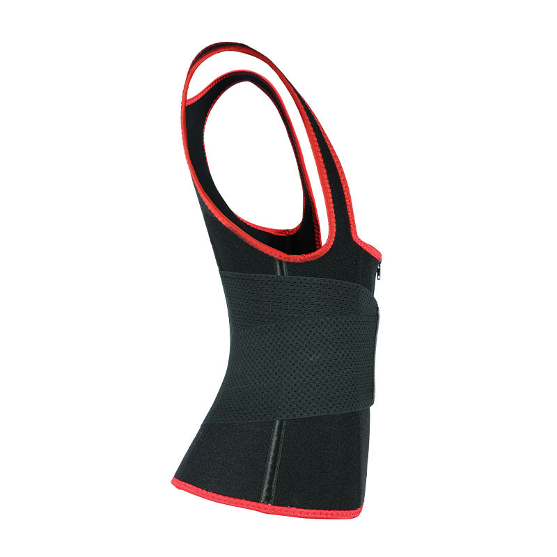 UJB Red Elastic Single Bands Vest With Zipper MHW100076R