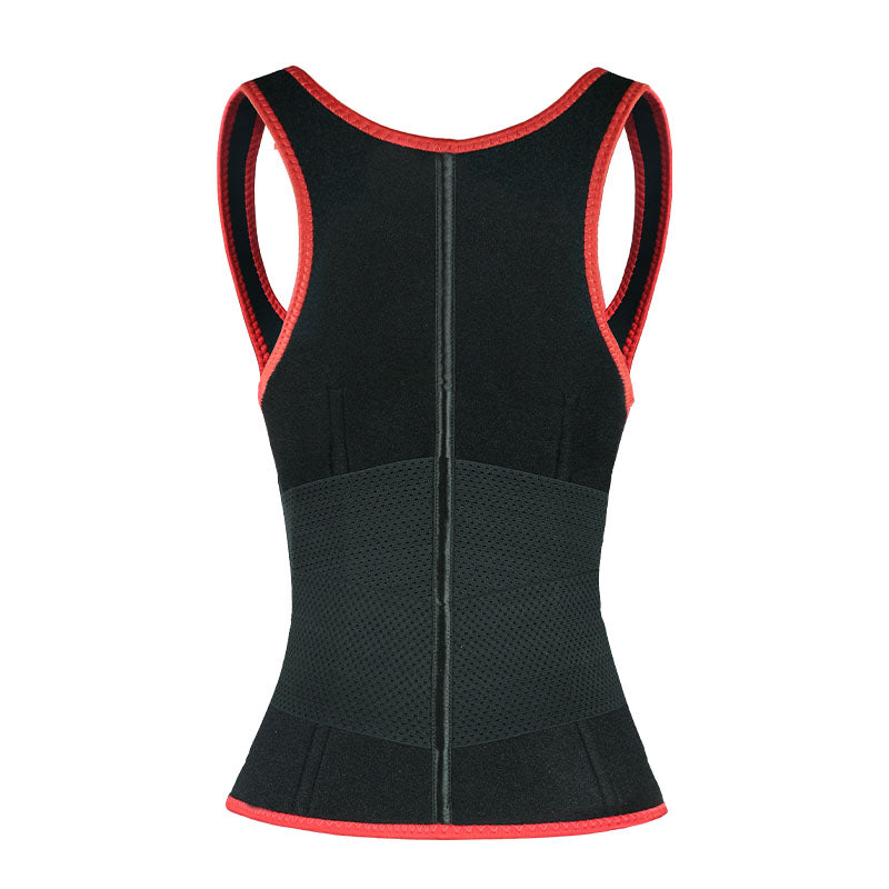 UJB Red Elastic Single Bands Vest With Zipper MHW100076R