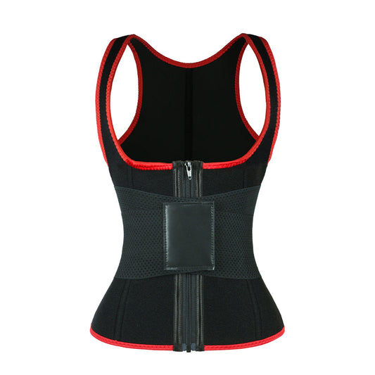 UJB Red Elastic Single Bands Vest With Zipper MHW100076R