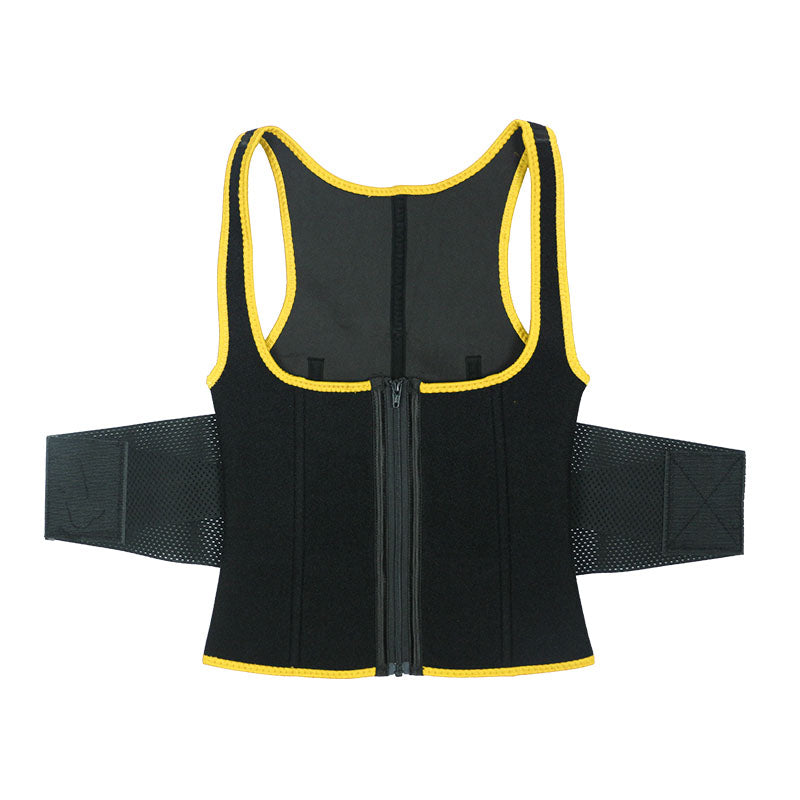 UJB Yellow Elastic Single Bands Vest With Zipper MHW100076Y