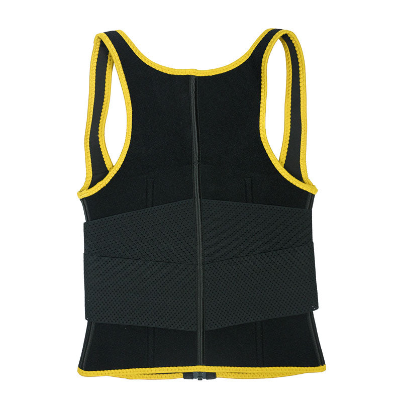 UJB Yellow Elastic Single Bands Vest With Zipper MHW100076Y