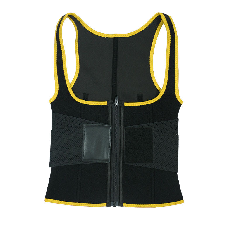 UJB Yellow Elastic Single Bands Vest With Zipper MHW100076Y