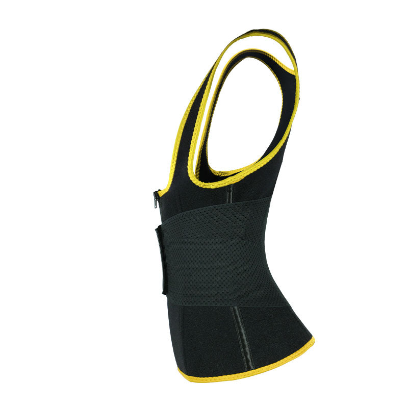 UJB Yellow Elastic Single Bands Vest With Zipper MHW100076Y