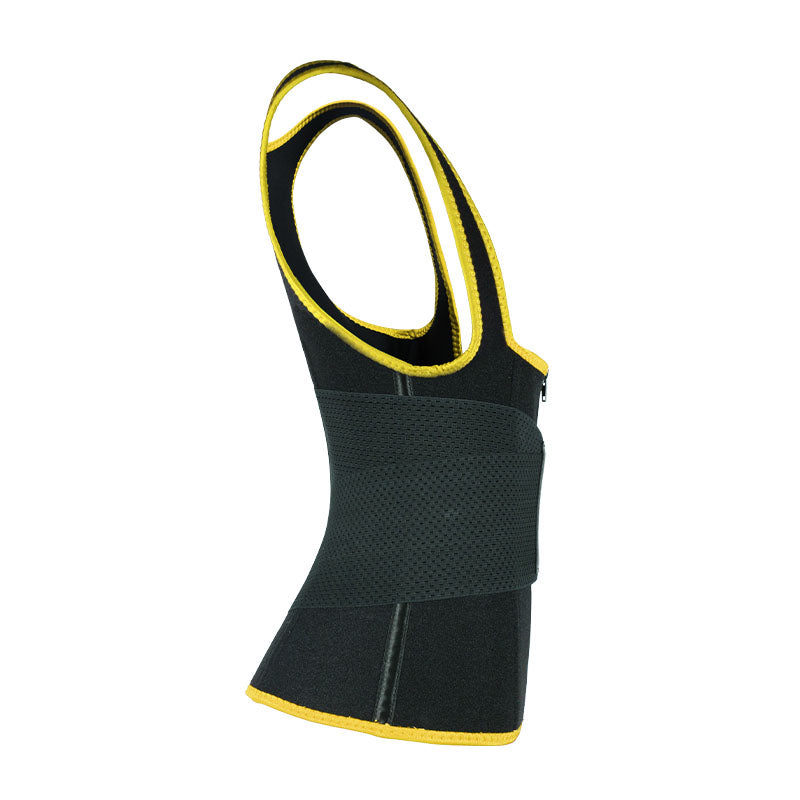 UJB Yellow Elastic Single Bands Vest With Zipper MHW100076Y