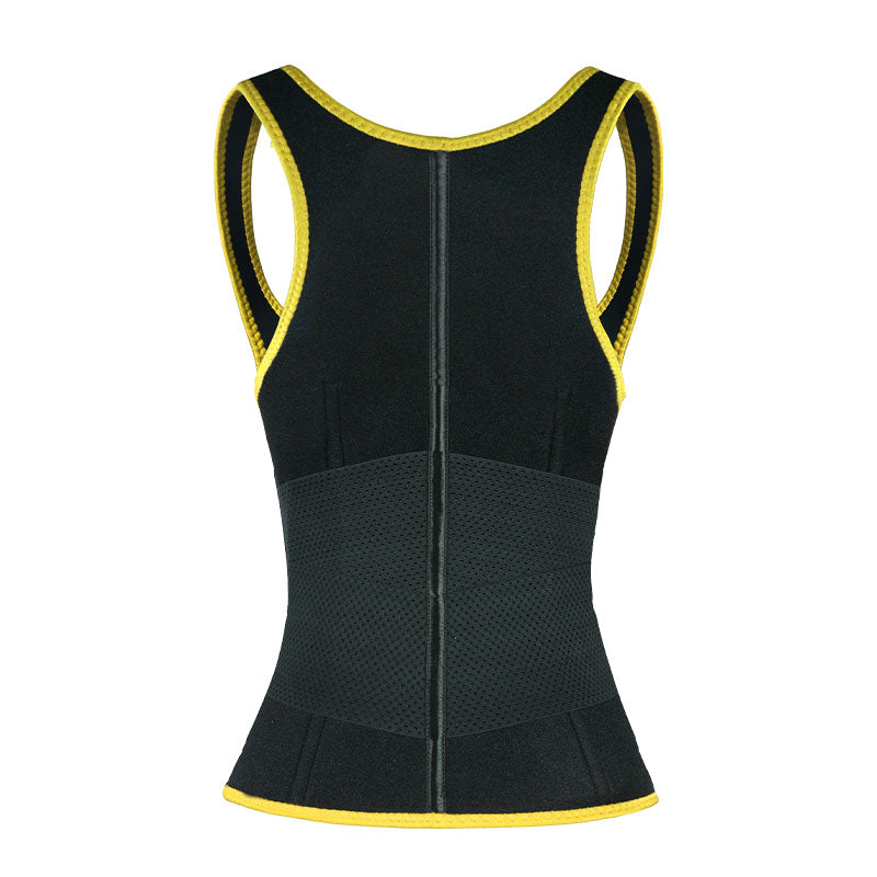 UJB Yellow Elastic Single Bands Vest With Zipper MHW100076Y