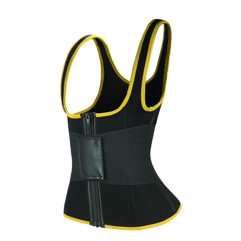 UJB Yellow Elastic Single Bands Vest With Zipper MHW100076Y