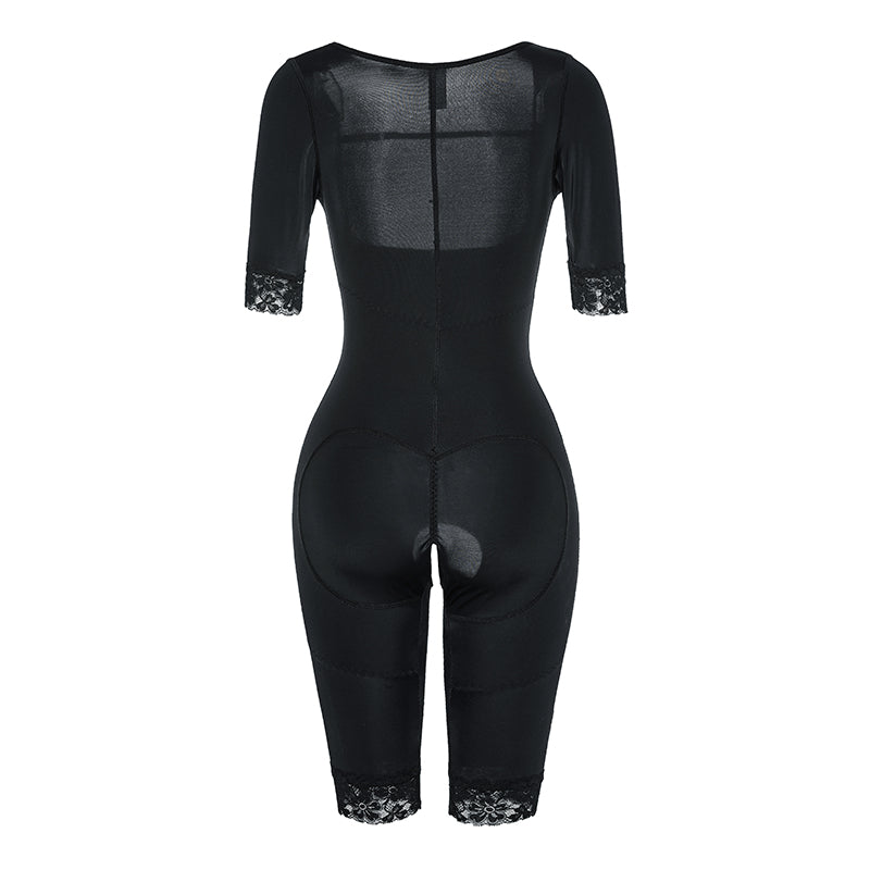 Tight-fitting zipper body sculpting sleeves lace large size