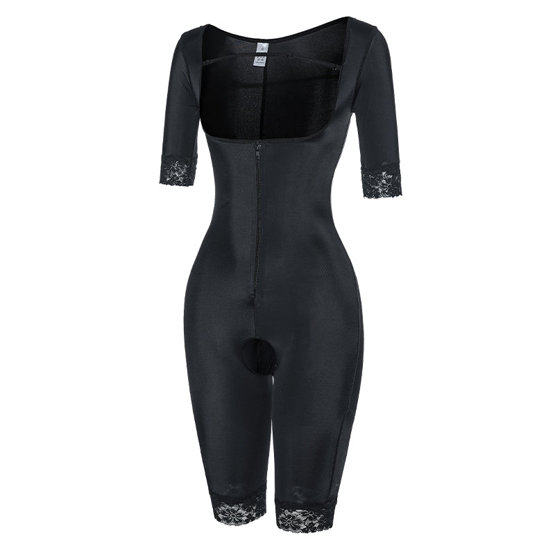 Tight-fitting zipper body sculpting sleeves lace large size