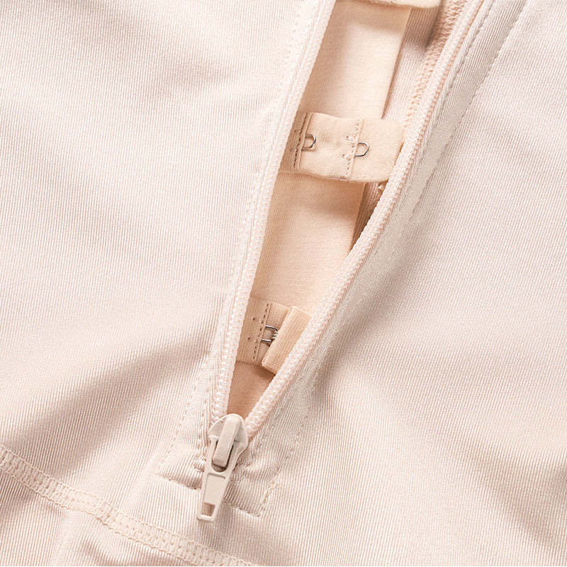 Latex Material Nude Triangle Lace Middle Zip Body