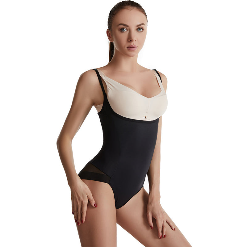 Black Ice Silk Corset Body Shaping Onesie for Postpartum