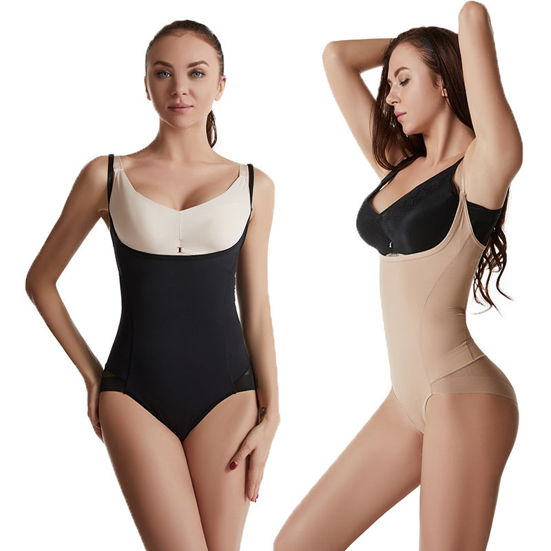 Black Ice Silk Corset Body Shaping Onesie for Postpartum
