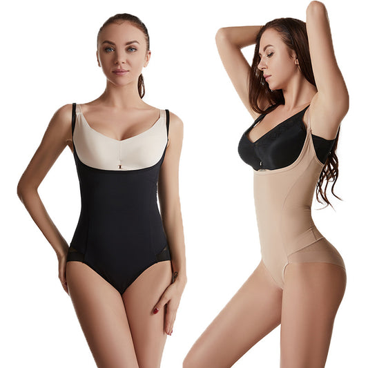 Black Ice Silk Corset Body Shaping Onesie for Postpartum