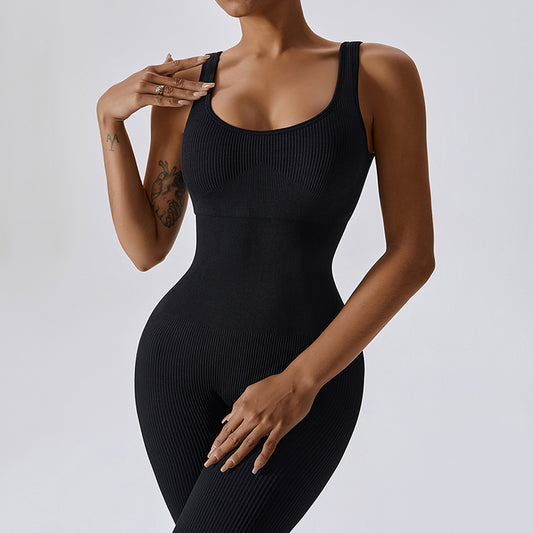 UJB Sleeveless Plain Ribbed Sports Jumpsuit MH133767