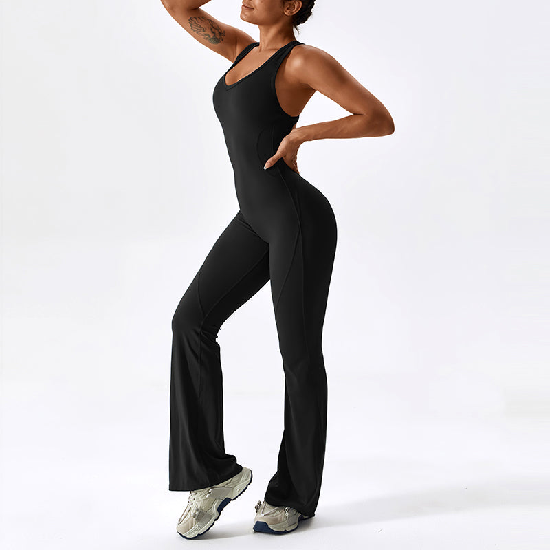 UJB Scoop Neck Bodycon Full Length Casual Unitard Playsuit MH133788