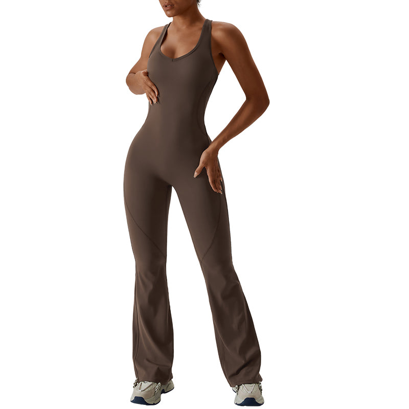 UJB Scoop Neck Bodycon Full Length Casual Unitard Playsuit MH133788