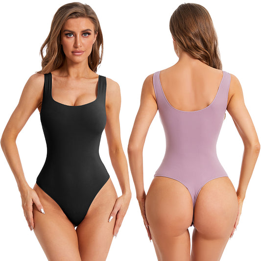 Fits Everybody Square Neck Thong Bodysuit MT000360PU