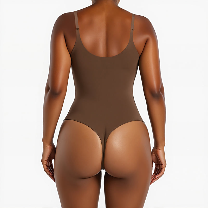 UJB Unlined Compression Sculpt Plunge Thong Bodysuit MT000637