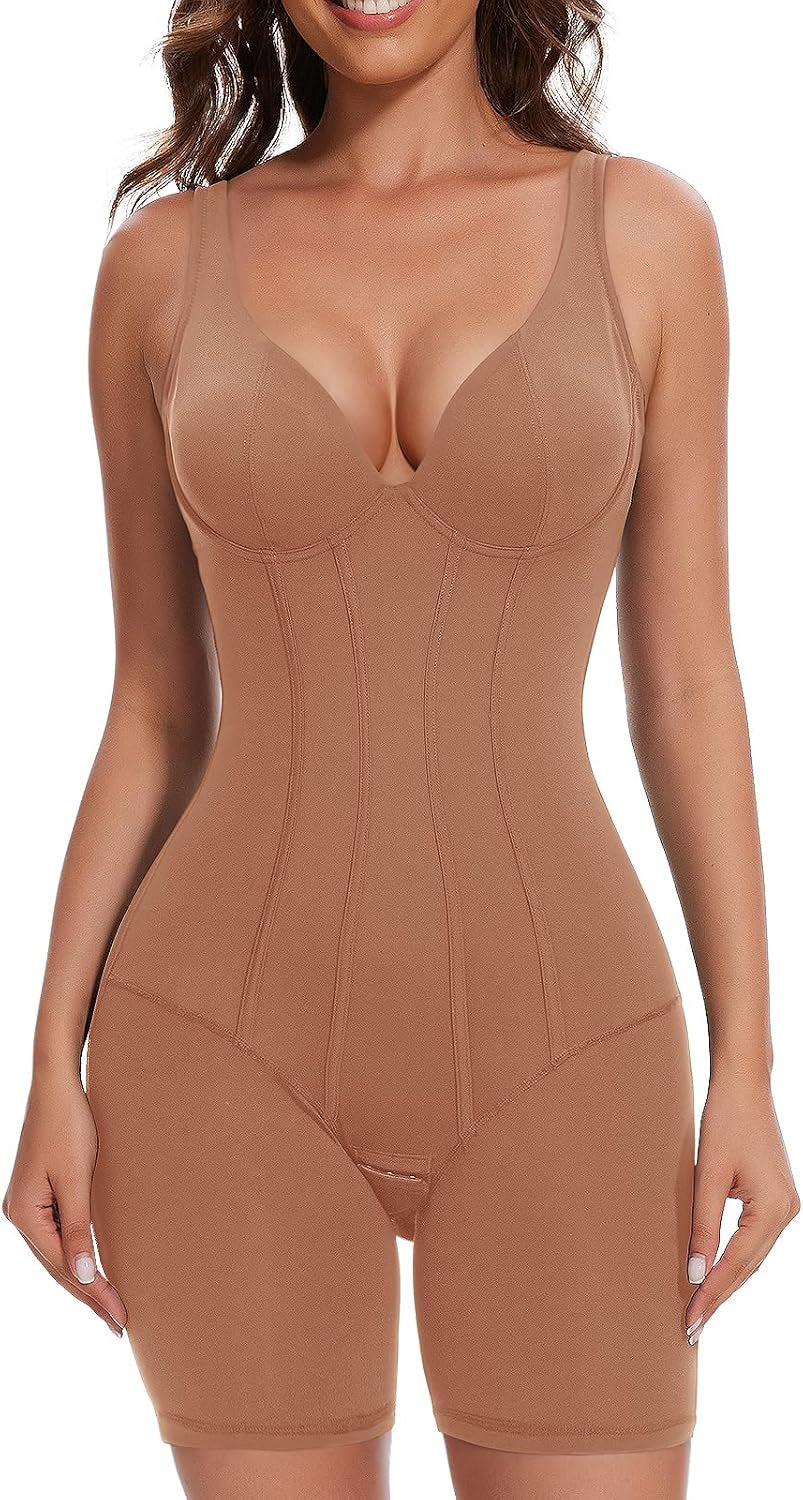 Women V-Neck Corset Bodysuits - Tummy Control Sculpting Body Suits : Hip Lifter Shapewear Outfits Club Tops