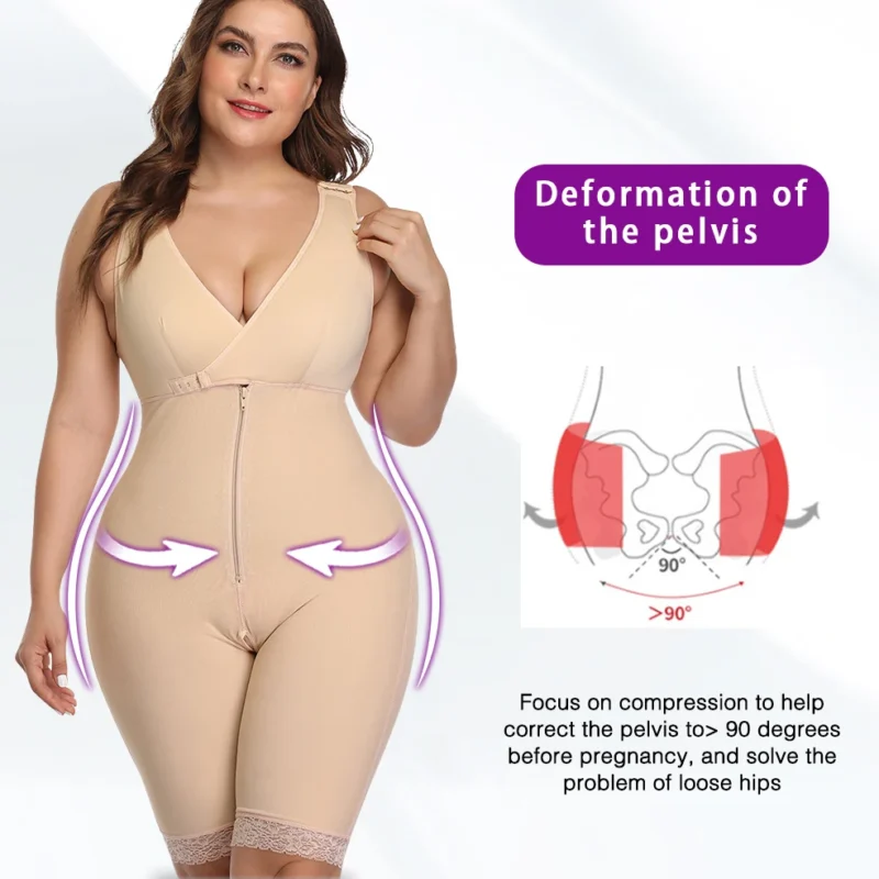 Plus Size Women Push Up Corset Bodysuit Shapewear Deep V-Neck Body Shaper - Image 3