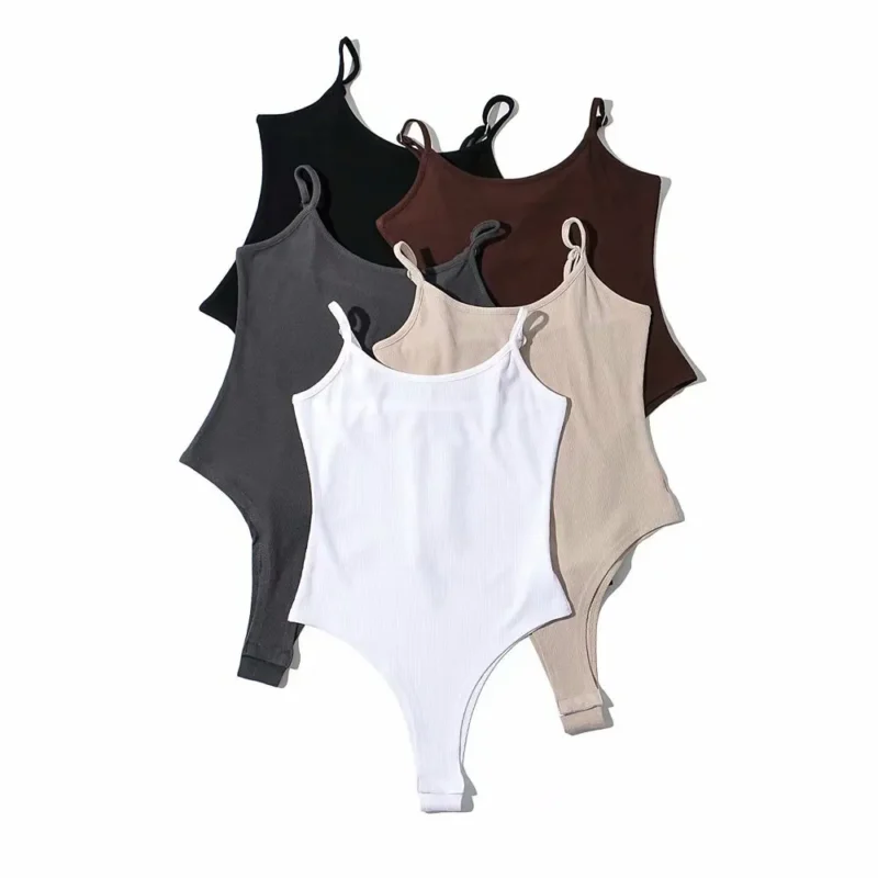 Ribbed cami jumpsuit bodysuit ladies shapewear - Image 2